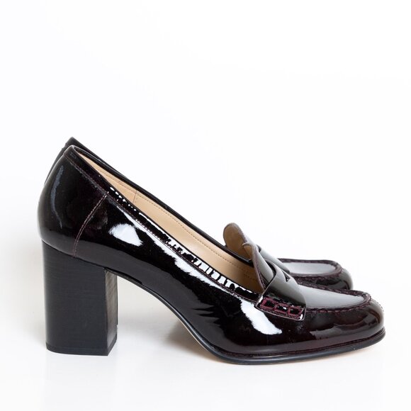Michael Kors Buchanan Burgundy Patent Block Heel Loafers Preppy - Picture 2 of 16
